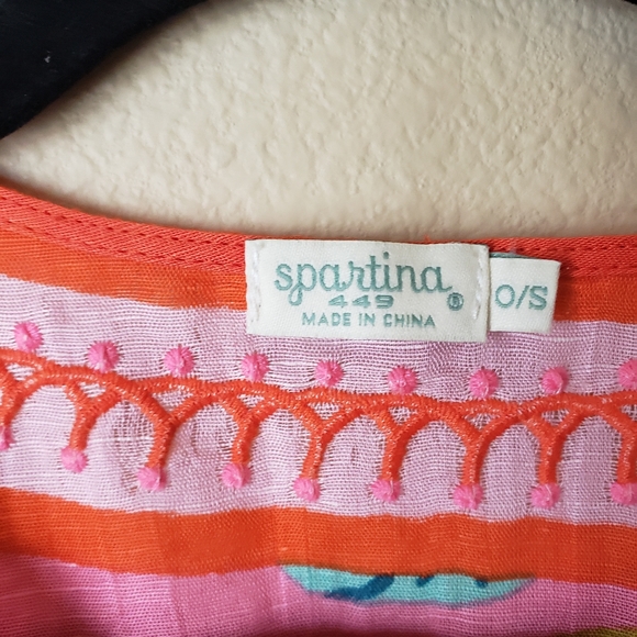 Spartina Swim Boho Embroidered Linen Blend Coverup One Size - Picture 2 of 4